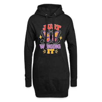 Improviser – Papillon drôle - Sweat-shirt à capuche long Femme - noir - Devant