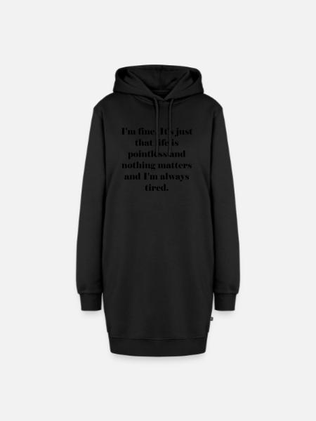 lustiges Zitat - Hoodie-Kleid - Schwarz