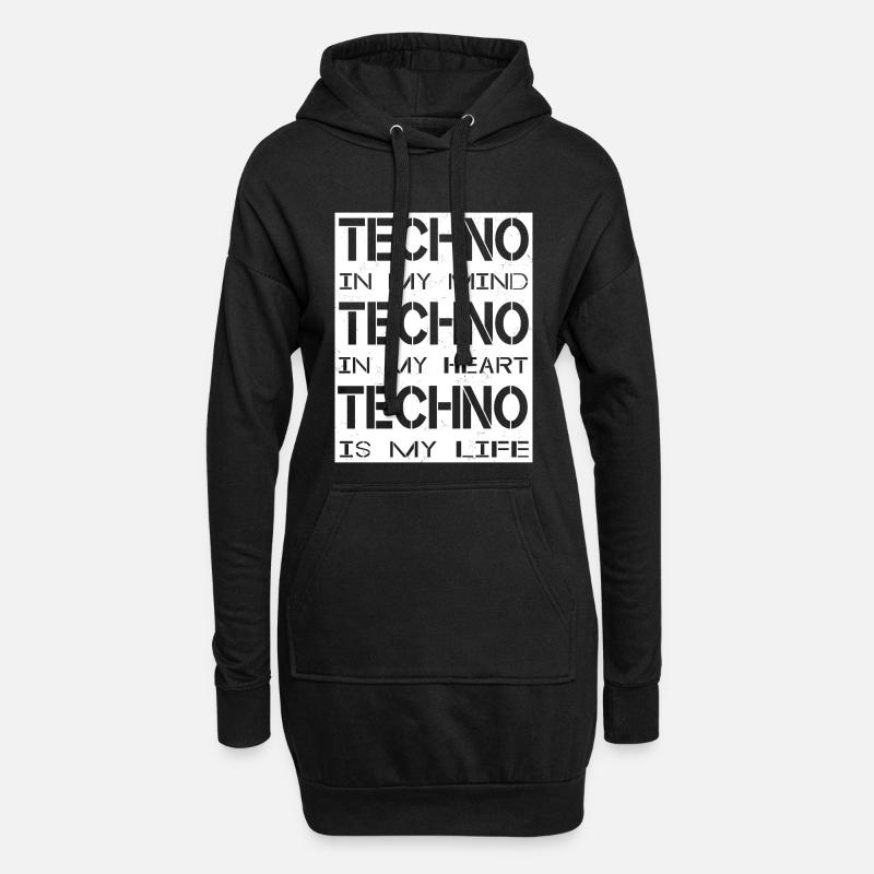 Techno - Techno music - Techno is my Life - Hoodie-Kleid - Schwarz