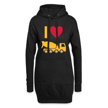 Ich liebe Betonmischfahrzeuge - Hoodie-Kleid - Schwarz - Vorne