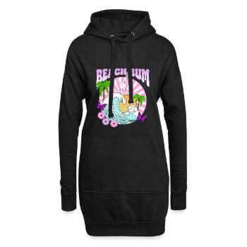 Beach Bum - Meer Palmen Möwe Vintage Blumen Sonne - Hoodie-Kleid - Schwarz - Vorne