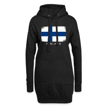 Drapeau finlandais Suomi Drapeau finlandais Look utilisé - Sweat-shirt à capuche long Femme - noir - Devant