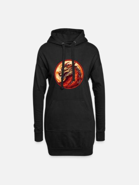Drache - Hoodie-Kleid - Schwarz