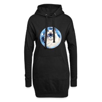Ragdoll Katze - Hoodie-Kleid - Schwarz - Vorne
