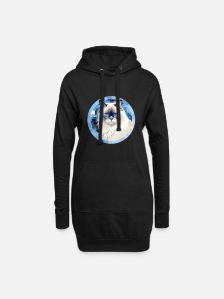 Ragdoll Katze - Hoodie-Kleid - Schwarz