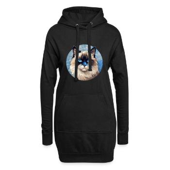 Ragdoll Katze - Hoodie-Kleid - Schwarz - Vorne