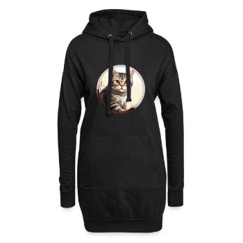 Chat américain à poil court - Sweat-shirt à capuche long Femme - noir - Devant