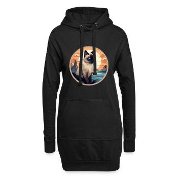Balinais - Sweat-shirt à capuche long Femme - noir - Devant