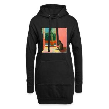 katze, katzen, bunt, tier, geschenk, geschenkidee - Hoodie-Kleid - Schwarz - Vorne