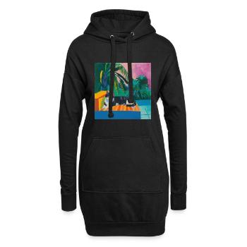 katze, katzen bunt, tier, geschenk, geschenkidee - Hoodie-Kleid - Schwarz - Vorne
