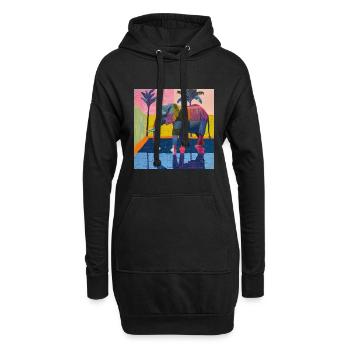 elefant, bunt, tier, geschenk, geschenkidee - Hoodie-Kleid - Schwarz - Vorne
