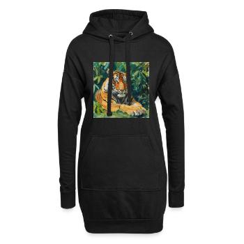 tiger, bunt, tier, geschenk, geschenkidee - Hoodie-Kleid - Schwarz - Vorne