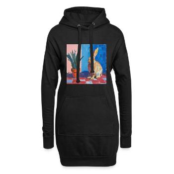 lapin, lapin, coloré, animal, cadeau - Sweat-shirt à capuche long Femme - noir - Devant