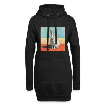 hase, kaninchen, bunt, tier, geschenk - Hoodie-Kleid - Schwarz - Vorne