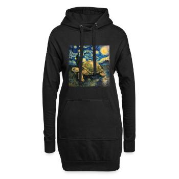 schildkröte, van gogh, sternennacht - Hoodie-Kleid - Schwarz - Vorne