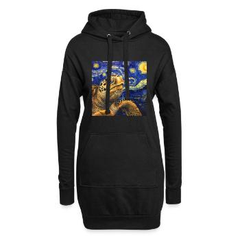 schildkröte, van gogh, sternennacht - Hoodie-Kleid - Schwarz - Vorne