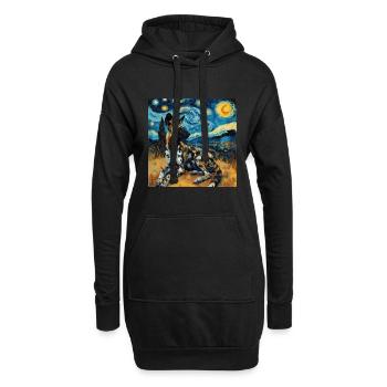 hyäne, van gogh, sternennacht - Hoodie-Kleid - Schwarz - Vorne