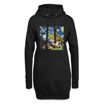 frosch, tier, van gogh, sternenacht - Hoodie-Kleid - Schwarz - Vorne