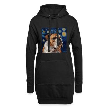 Bulldog, Dog, Van Gogh, Starry Night - Hoodie Dress - black - Front