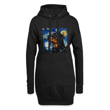 rottweiler, dog, van gogh, starry night - Hoodie Dress - black - Front