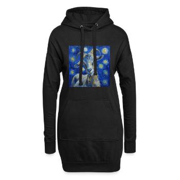Ziege Van Gogh Sternennacht - Hoodie-Kleid - Schwarz - Vorne
