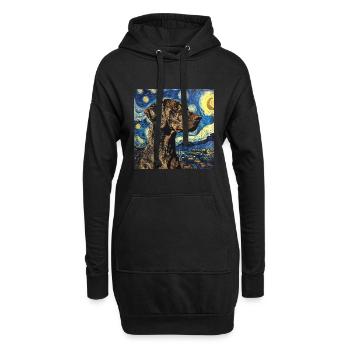 Deutsch Kurzhaar, hund, Van Gogh, Sternennacht - Hoodie-Kleid - Schwarz - Vorne