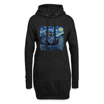Hippopotame, Hippopotame, Animal, Van Gogh - Sweat-shirt à capuche long Femme - noir - Devant