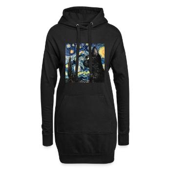 Katze, katzenmotiv - Hoodie-Kleid - Schwarz - Vorne