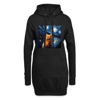 Katze, katzenmotiv - Hoodie-Kleid - Schwarz - Vorne