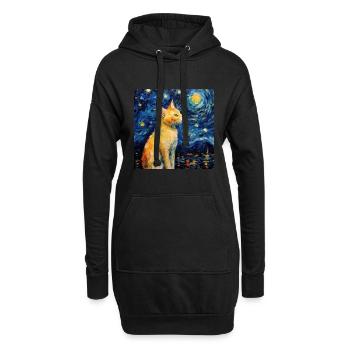 Katze, katzenmotiv - Hoodie-Kleid - Schwarz - Vorne