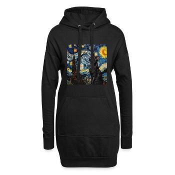 Katze, katzenmotiv - Hoodie-Kleid - Schwarz - Vorne