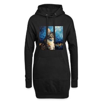 Katze, katzenmotiv - Hoodie-Kleid - Schwarz - Vorne