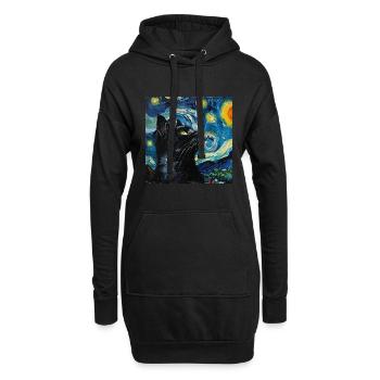 Katze, katzenmotiv - Hoodie-Kleid - Schwarz - Vorne