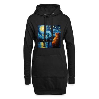 Katze, katzenmotiv - Hoodie-Kleid - Schwarz - Vorne