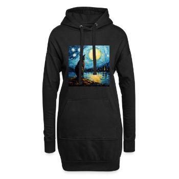 Katze, katzenmotiv - Hoodie-Kleid - Schwarz - Vorne
