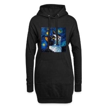 Katze, katzenmotiv - Hoodie-Kleid - Schwarz - Vorne