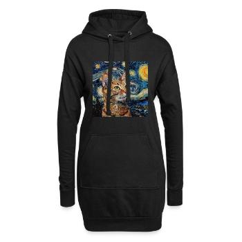 Katze, katzenmotiv - Hoodie-Kleid - Schwarz - Vorne