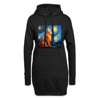Katze, katzenmotiv - Hoodie-Kleid - Schwarz - Vorne