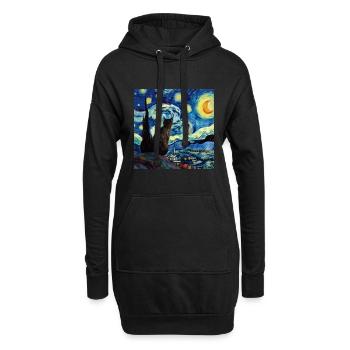 Katze, katzenmotiv - Hoodie-Kleid - Schwarz - Vorne