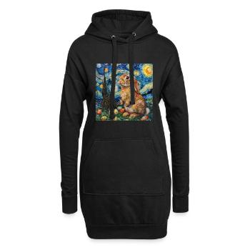 Osterhase, Ostern, Hase - Hoodie-Kleid - Schwarz - Vorne