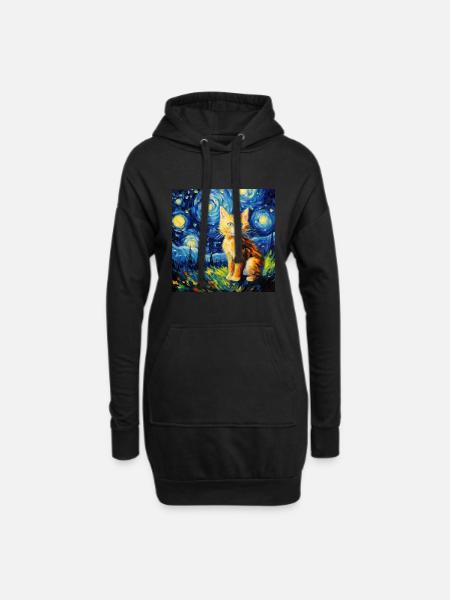 Katze, katzenmotiv - Hoodie-Kleid - Schwarz