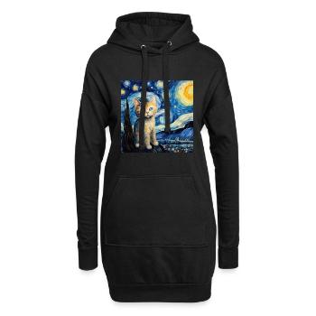 Chat, motif félin - Sweat-shirt à capuche long Femme - noir - Devant