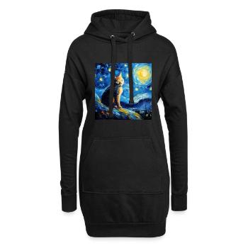 Chat, motif chat, cadeau - Sweat-shirt à capuche long Femme - noir - Devant