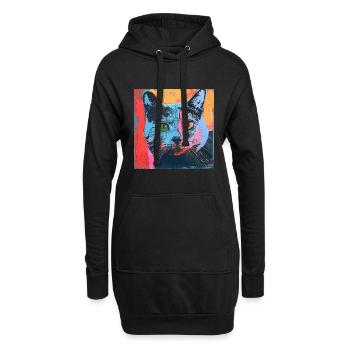 Katze, katzenmotiv, popart, geschenk, geschenkidee - Hoodie-Kleid - Schwarz - Vorne