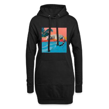 Katze, katzenmotiv, popart, geschenk, geschenkidee - Hoodie-Kleid - Schwarz - Vorne