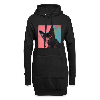 Katze, katzenmotiv, popart, geschenk, geschenkidee - Hoodie-Kleid - Schwarz - Vorne