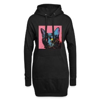 Katze, katzenmotiv, popart, geschenk, geschenkidee - Hoodie-Kleid - Schwarz - Vorne