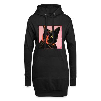 Katze, katzenmotiv, popart, geschenk, geschenkidee - Hoodie-Kleid - Schwarz - Vorne