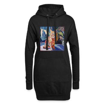 Katze, katzenmotiv, popart, geschenk, geschenkidee - Hoodie-Kleid - Schwarz - Vorne