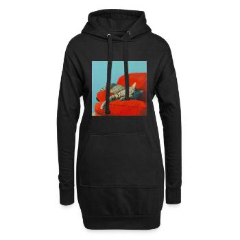 Katze, katzenmotiv, popart, geschenk, geschenkidee - Hoodie-Kleid - Schwarz - Vorne
